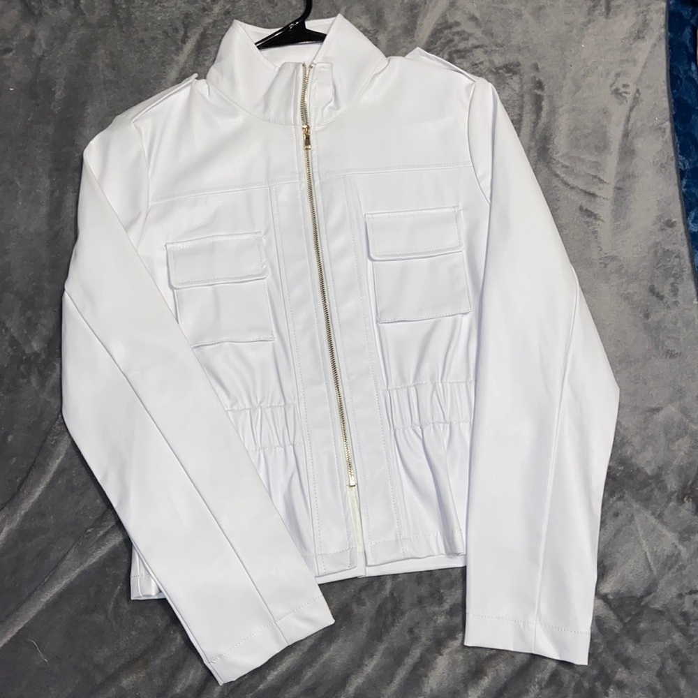 White Fauz Leather Jacket